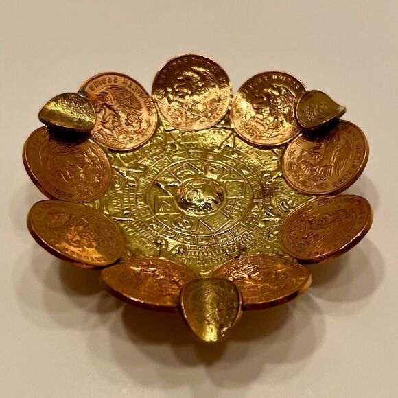 Vintage Mexican Coin Dish Ashtray - Picture 2 of 12